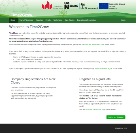 Time2Grow Website and Online Application Management System